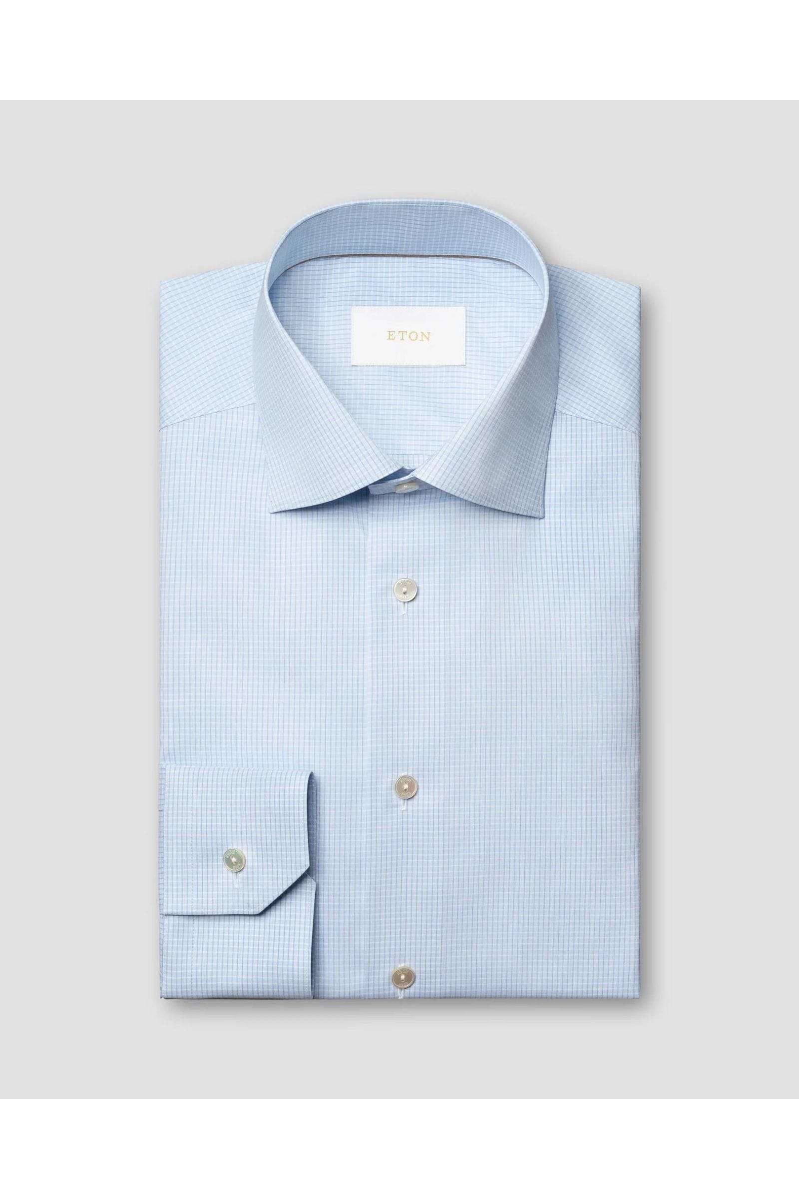 Eton Slim Fit Dress Shirt - Blue Check-16-SLIM-ETON OF SWEDEN-Levy's Clothier