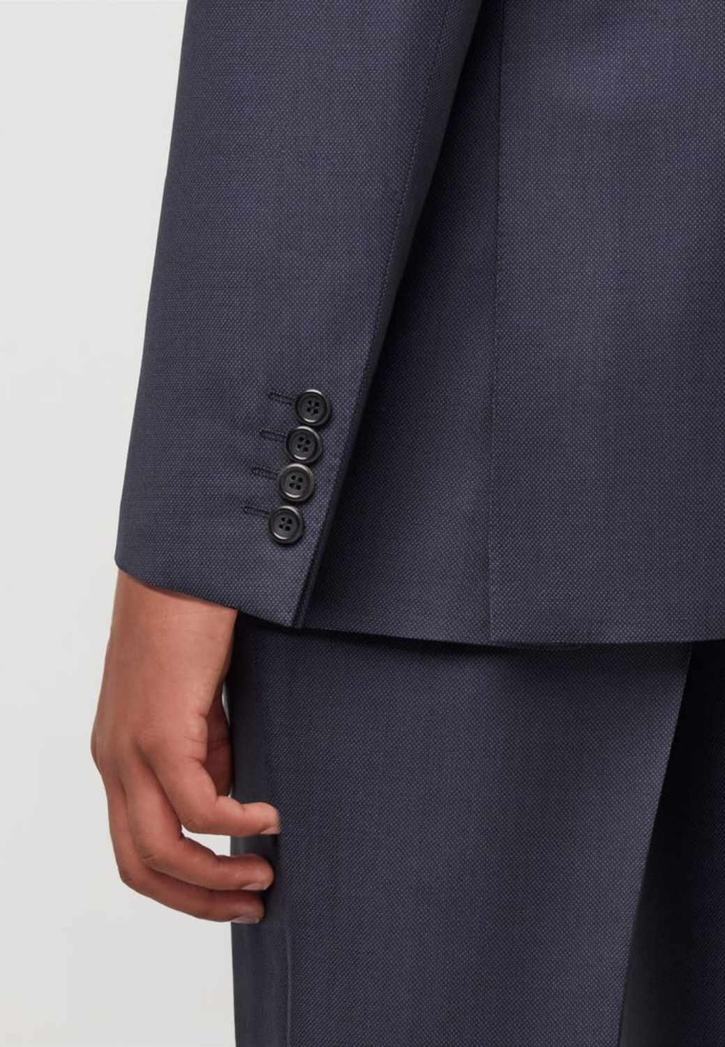 100% Wool Suit with Single Breasted 2 Button Jacket - Navy Blue