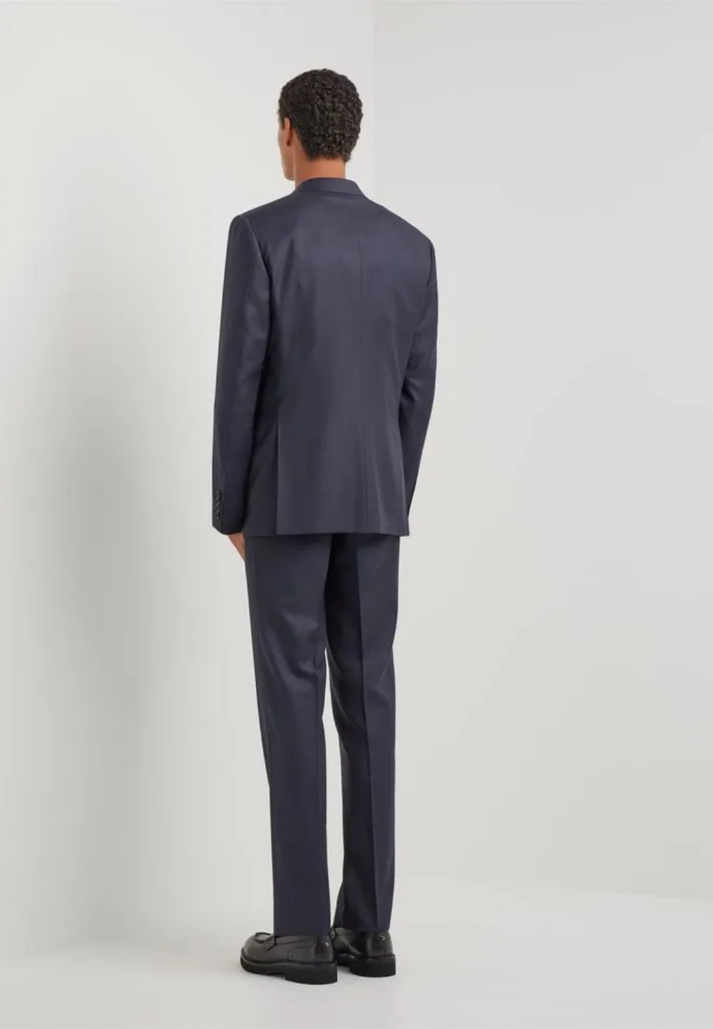 100% Wool Suit with Single Breasted 2 Button Jacket - Navy Blue