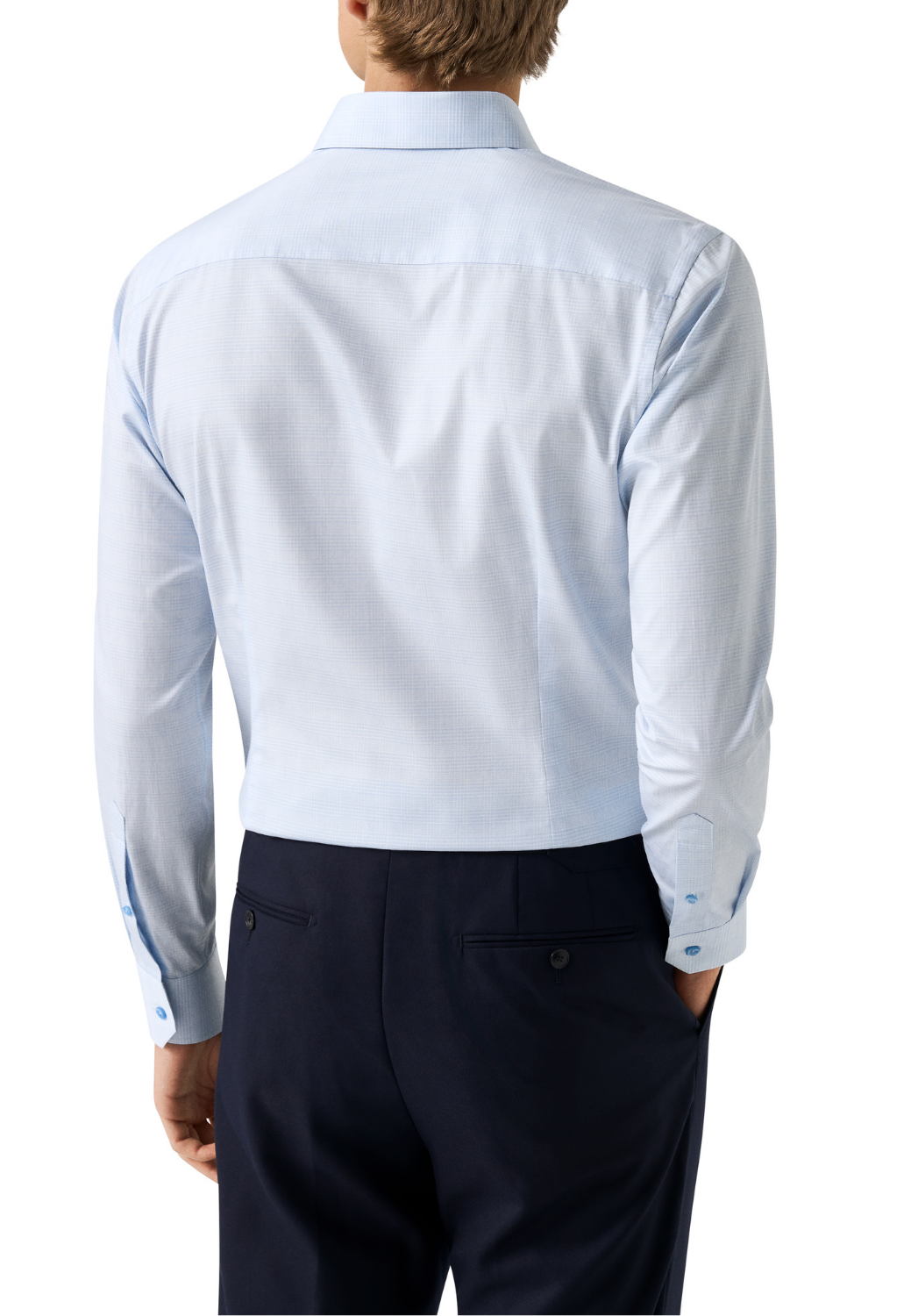 Prince of Wales Check Twill Shirt - Light Blue-15.5-LIGHT BLUE-ETON OF SWEDEN-Levy's Clothier