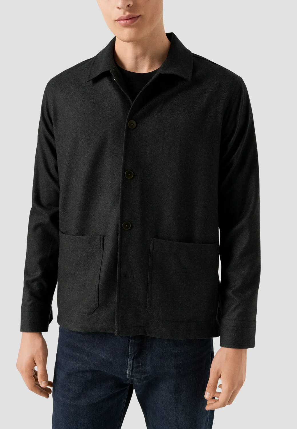 Herringbone Wool-Cashmere Chore Jacket - Green-M-GREEN-ETON OF SWEDEN-Levy's Clothier