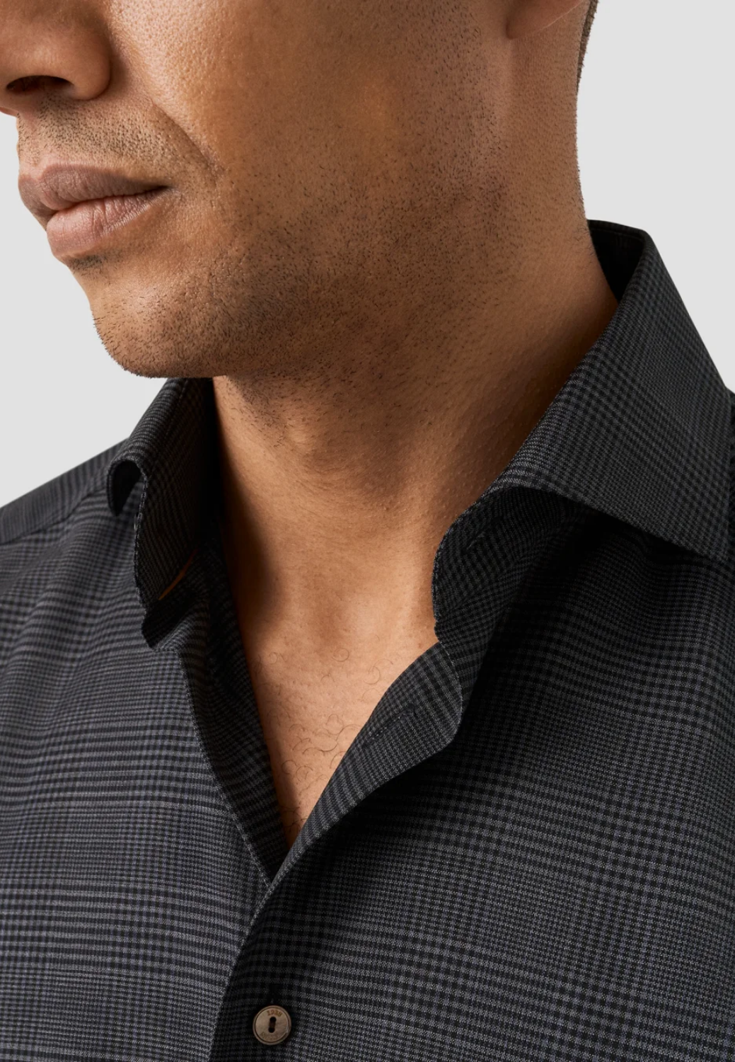 Check 120 Merino Wool Shirt-15.5-GREY-ETON OF SWEDEN-Levy's Clothier