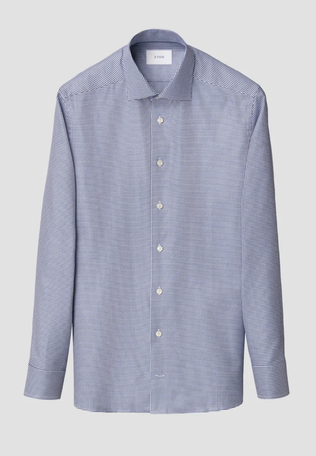 Houndstooth King Twill Shirt - Blue-15.5-BLUE-ETON OF SWEDEN-Levy's Clothier