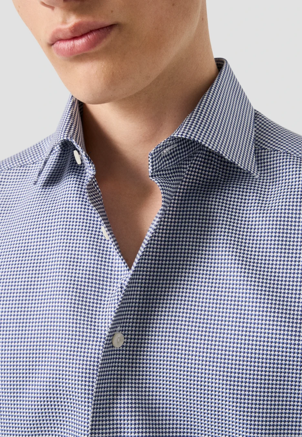 Houndstooth King Twill Shirt - Blue-15.5-BLUE-ETON OF SWEDEN-Levy's Clothier