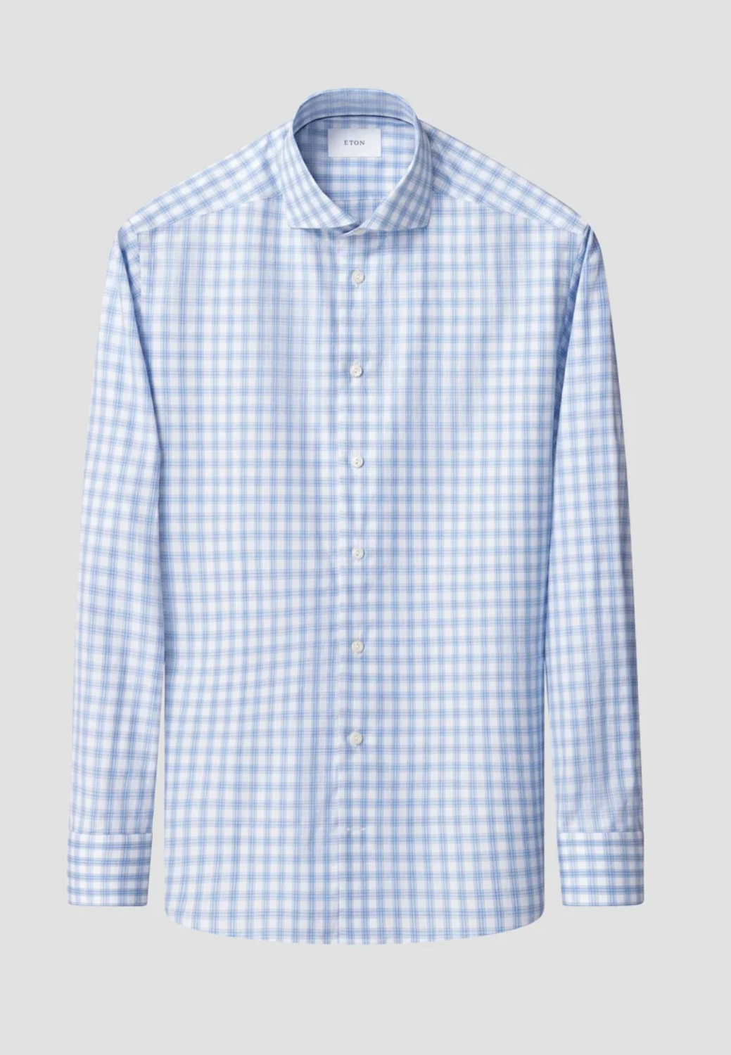 Breeze Poplin Plaid Shirt - Mid Blue-16-ETON OF SWEDEN-Levy's Clothier
