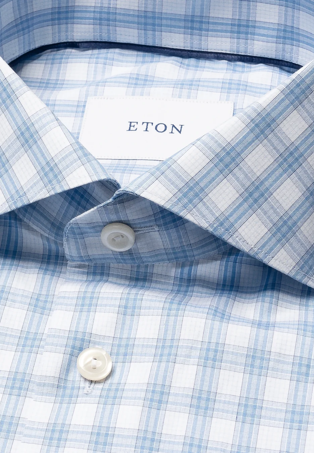 Breeze Poplin Plaid Shirt - Mid Blue-16-ETON OF SWEDEN-Levy's Clothier