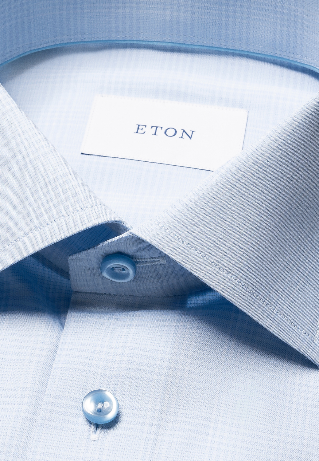Prince of Wales Check Twill Shirt-15.5-LIGHT BLUE-ETON OF SWEDEN-Levy's Clothier