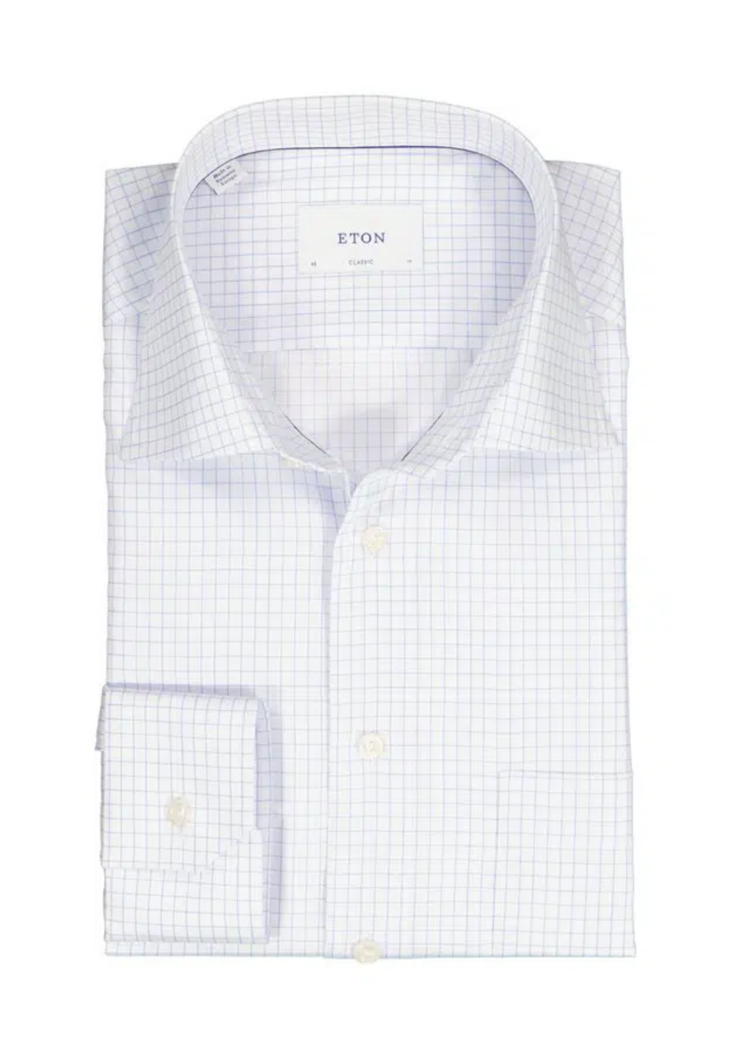 Twill Shirt with Elegant Mother-of-Pearl Buttons - Blue/White Checkered-15.5-BLUE/WHITE-ETON OF SWEDEN-Levy's Clothier