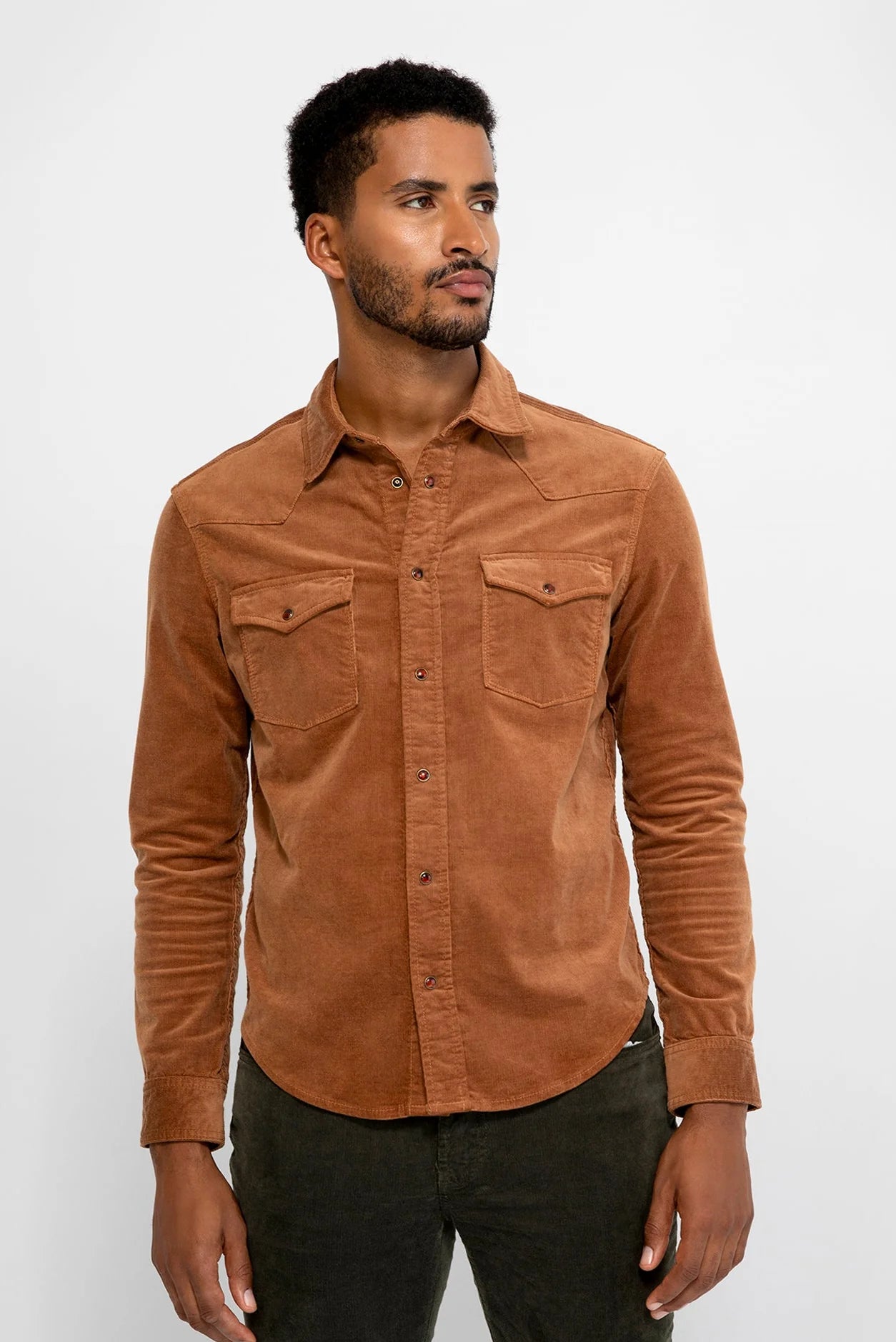 Eastwood Needle Cord Button Down Shirt Saddle