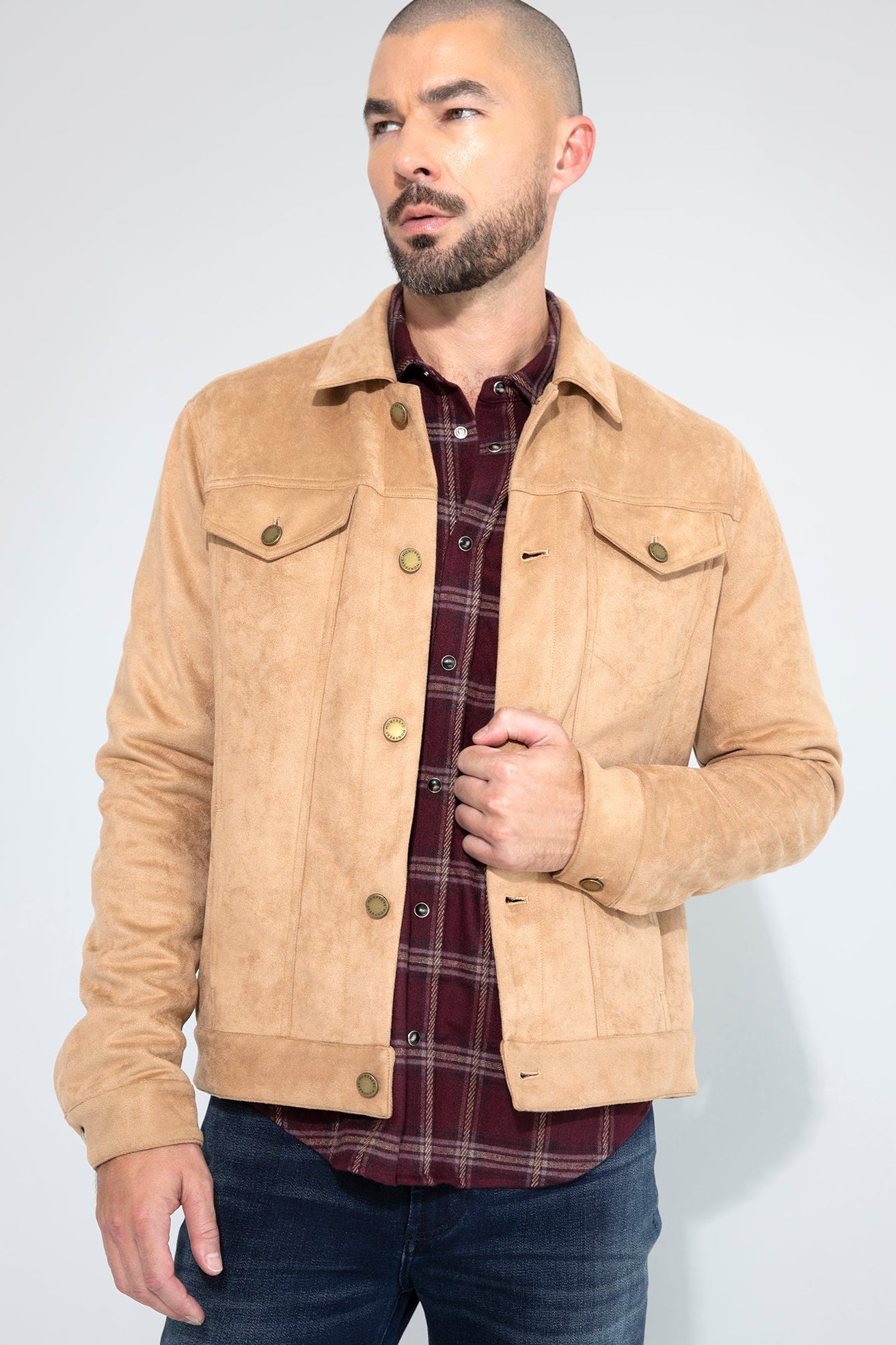 Dean Butter Suede Khaki Trucker Jacket-Khaki-XS-MONFRÈRE-Levy's Clothier