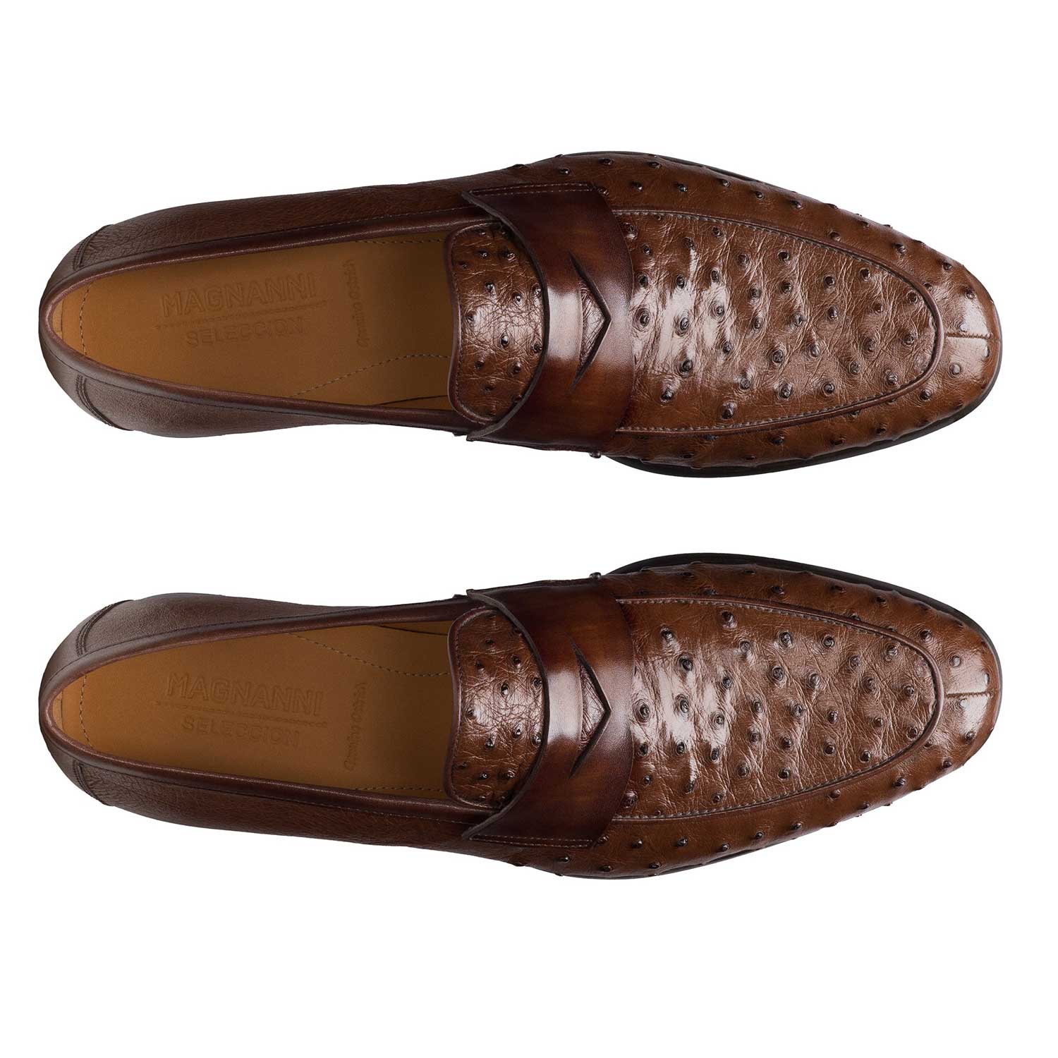 Viggo Ostrich Penny Loafer-7 M-Tabaco-Magnanni-Levy's Clothier