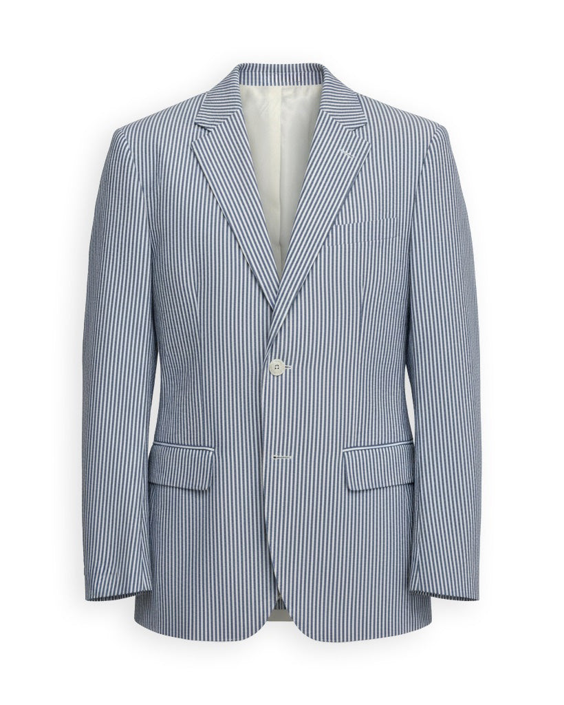 Blue/White Striped Seersucker Suit-36-1/REG-GILES & JASPER-Levy's Clothier