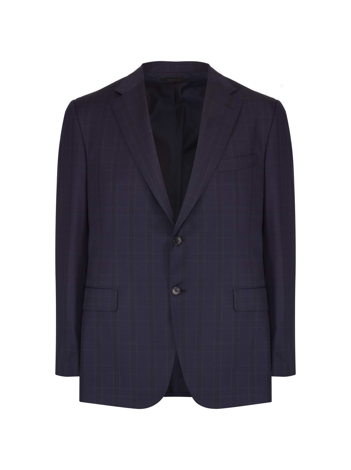 Woolen Plaided Suit - Navy
