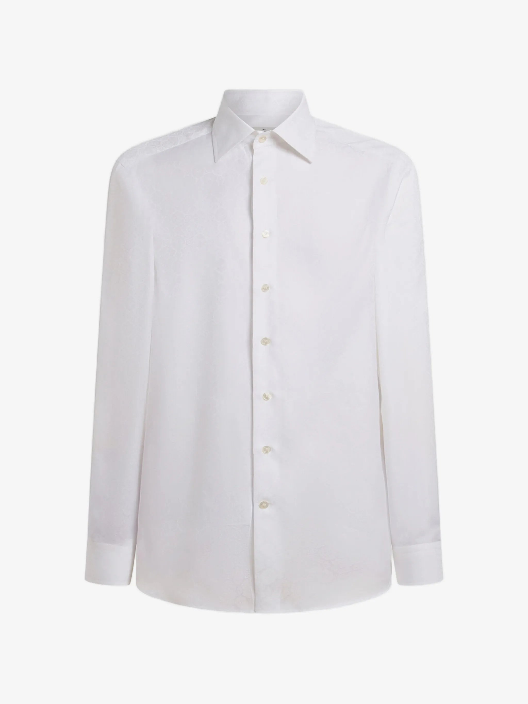 Cotton Jacquard Shirt with Medallion Motif - White