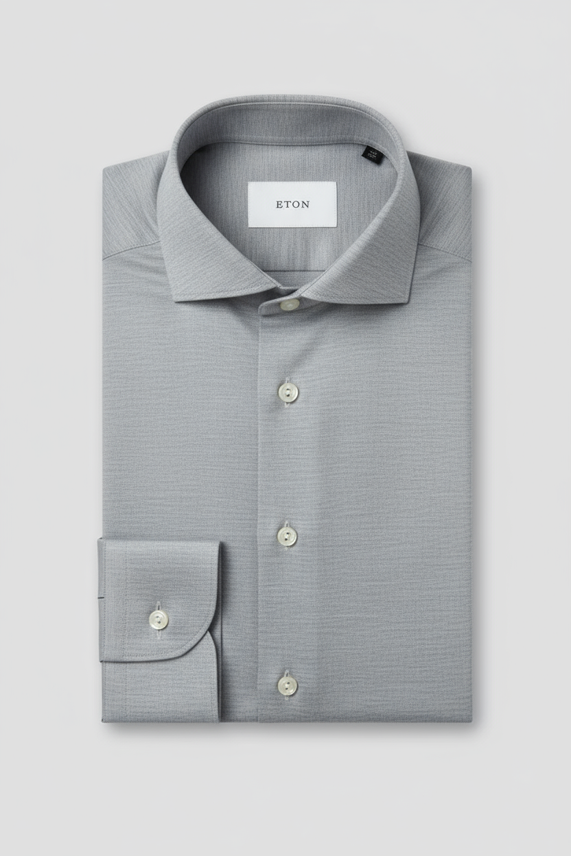 Eton Grey Signature Twill Shirt | Contemporary Fit | Cutaway Collar-16-ETON OF SWEDEN-Levy's Clothier