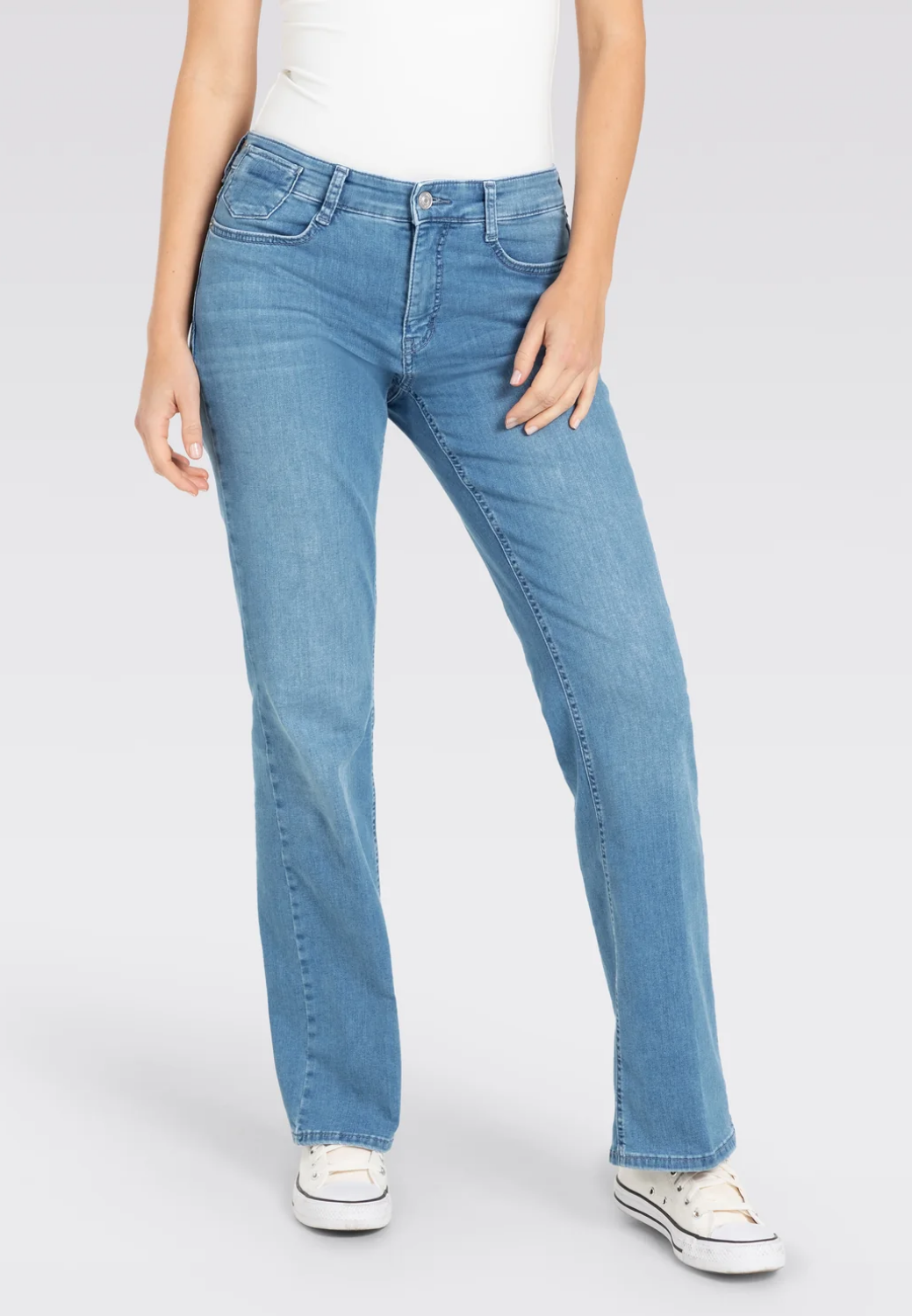 Laura Flared Jeans - Authentic Baby Blue-2-MAC JEANS-Levy's Clothier