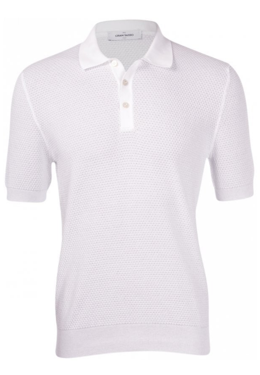 Tennis Bubble Stitch Polo Shirt - White-M-WHITE-GRAN SASSO-Levy's Clothier