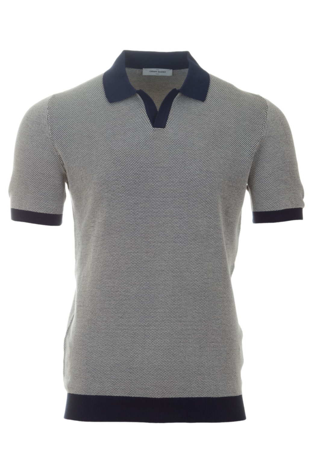 2 Tone Popcorn Stitch Polo Shirt-M-NAVY-GRAN SASSO-Levy's Clothier