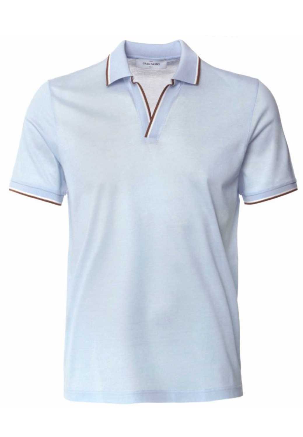 Johnny Collar Short Sleeve Polo Shirt-M-MEDIUM BLUE-GRAN SASSO-Levy's Clothier
