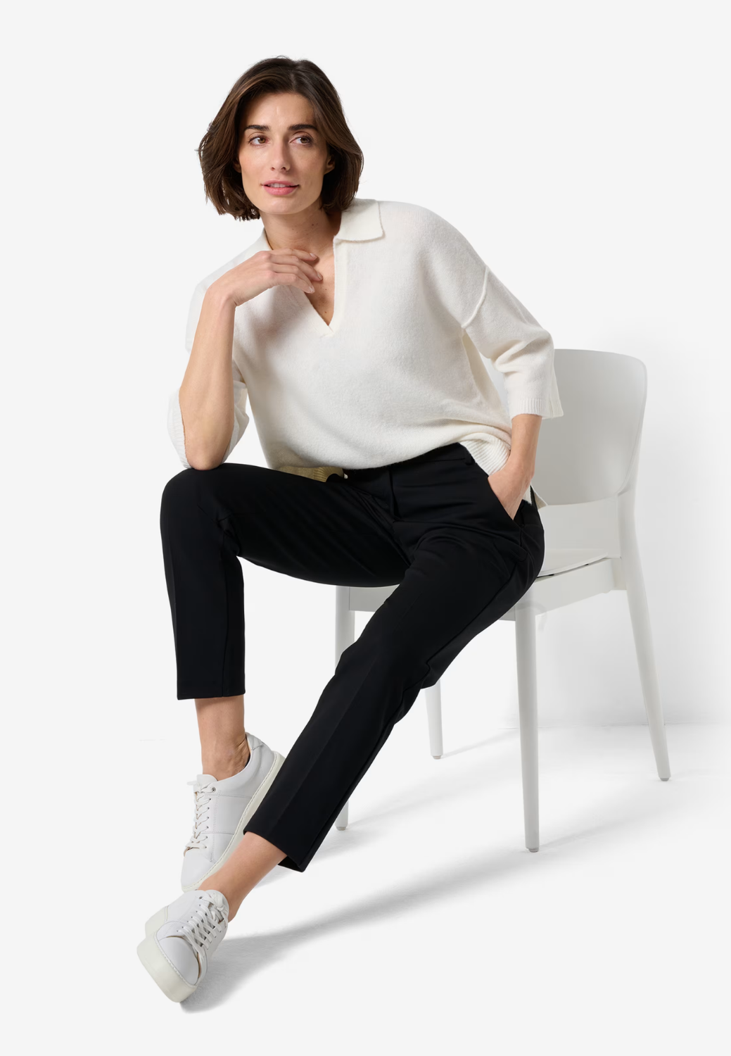 Maron S Fine Jersey Chino Pants-4-BLACK-BRAX TROUSERS-Levy's Clothier