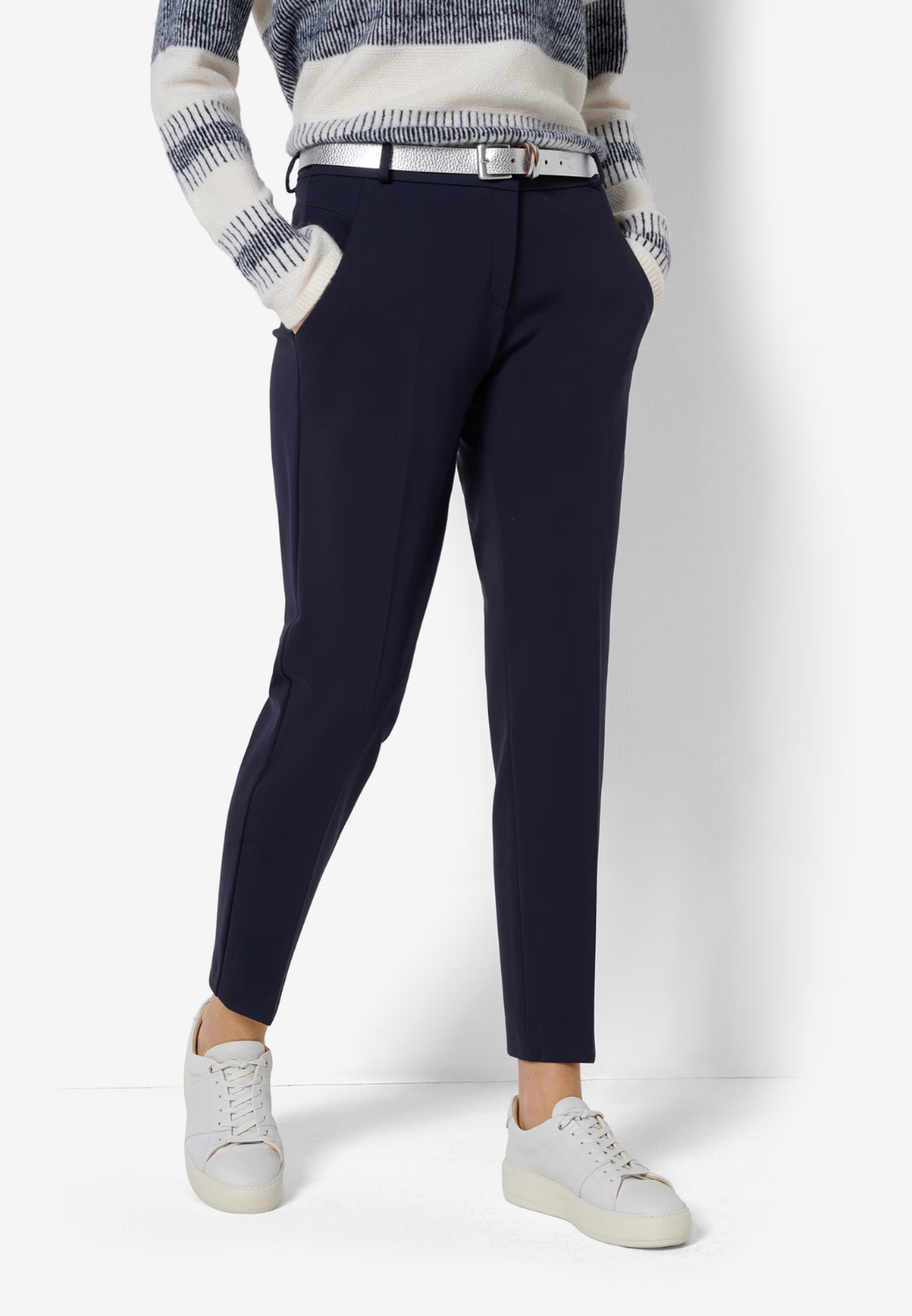 Maron S Fine Jersey Chino Pants-4-BLACK-BRAX TROUSERS-Levy's Clothier