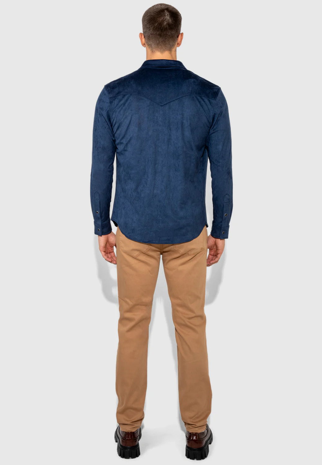 Eastwood Butter Suede Button-Down Shirt - Navy-M-MONFRÈRE-Levy's Clothier