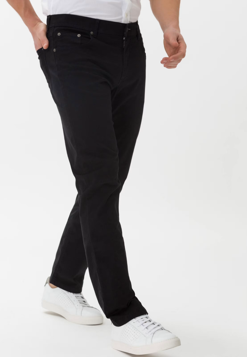 Cooper Fancy Marathon Satin Regular Fit Pants-32-BLACK-BRAX TROUSERS-Levy's Clothier