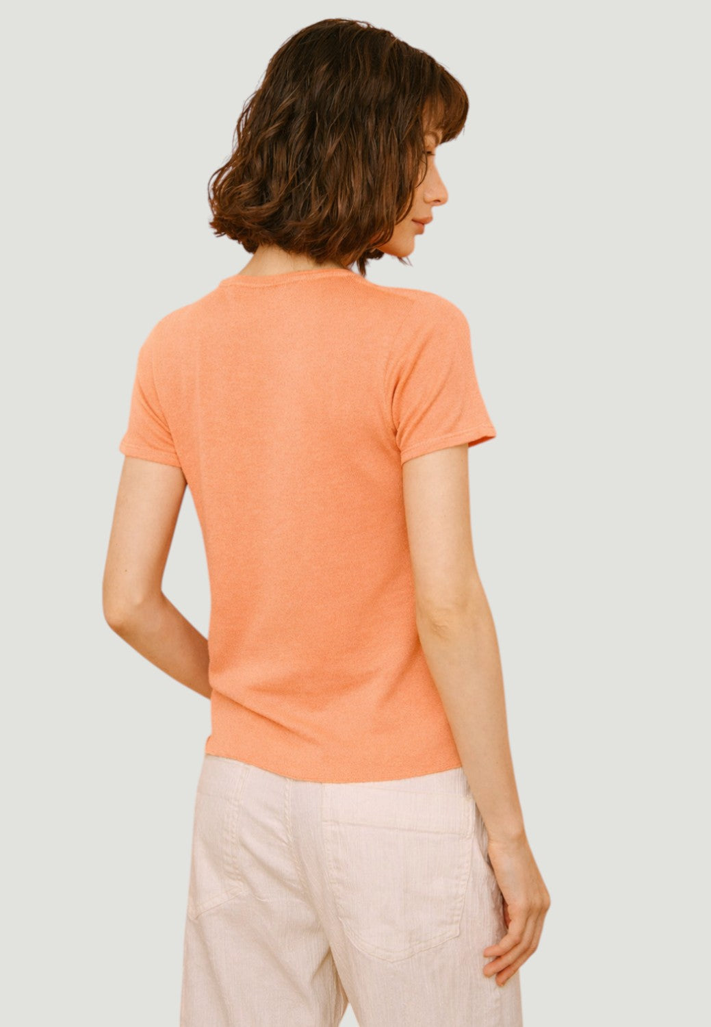 Cashmere Short Sleeve Crewneck Shirt - Papaya-XS-PAPAYA-MAJESTIC TEES-Levy's Clothier
