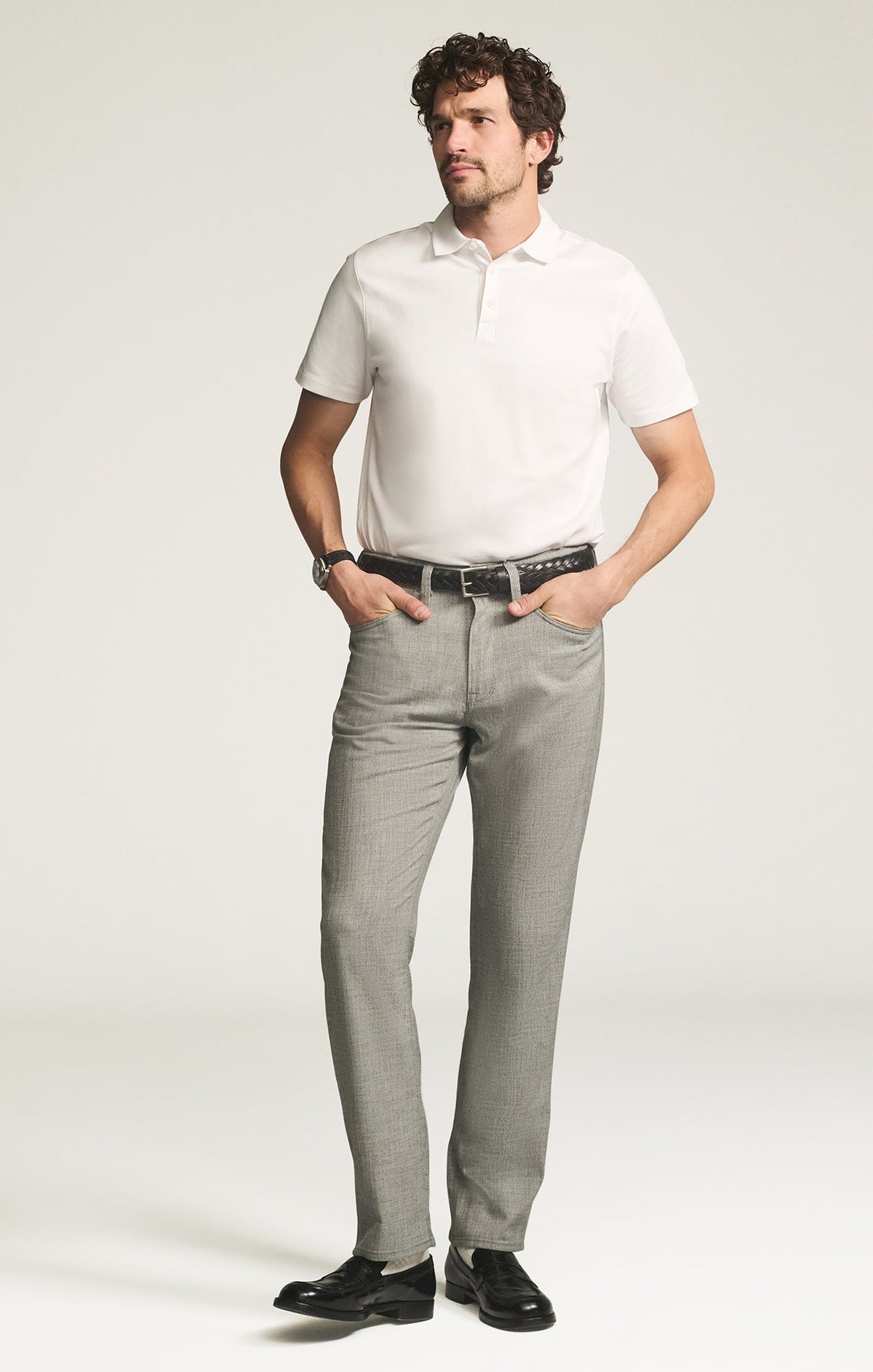 Charisma Relaxed Straight Pants in Grey Cross Twill