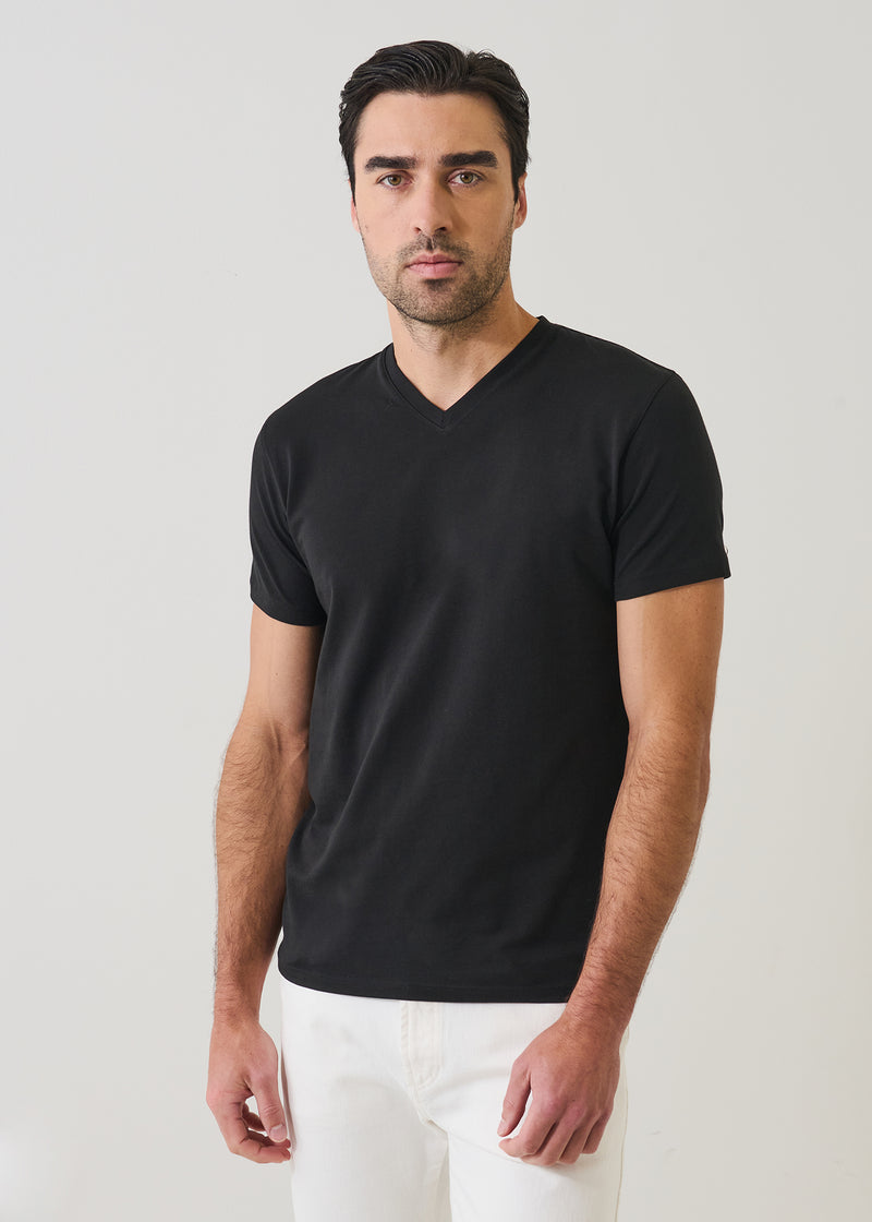 Pima Cotton Stretch V-Neck T-Shirt-S-NAVY-PATRICK ASSARAF-Levy's Clothier