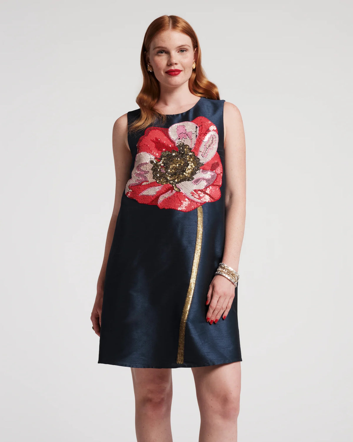 Alice Shift Dress | Sequin Flower Paridise Poppy