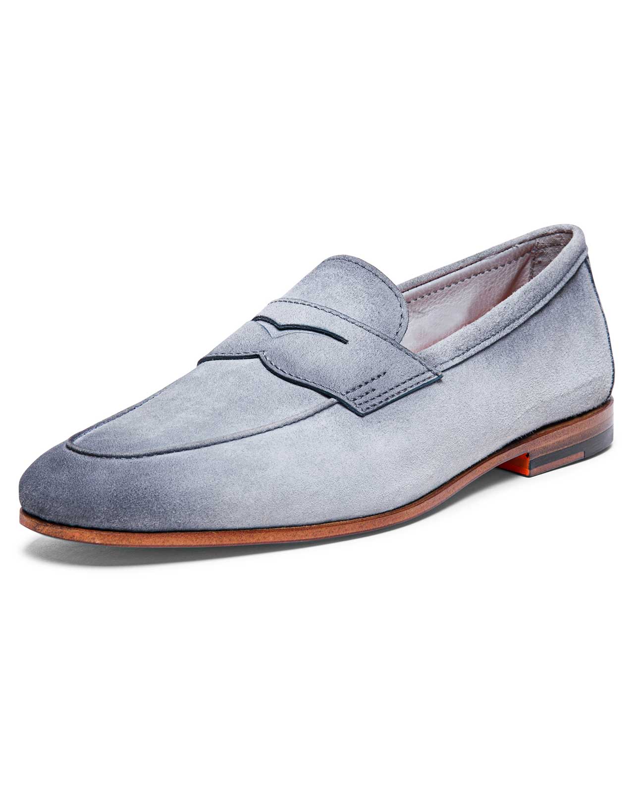 Carlos Penny Loafer-7 M-Light Grey-Santoni-Levy's Clothier