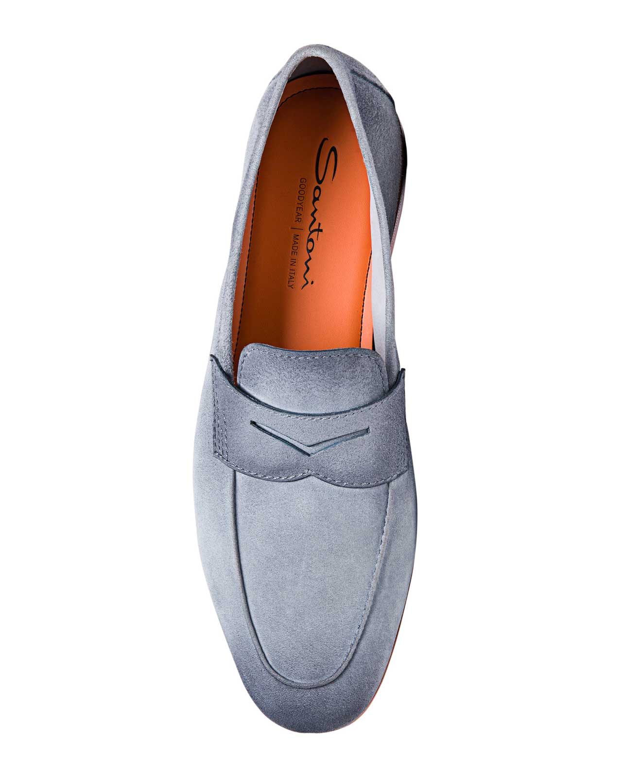 Carlos Penny Loafer-7 M-Light Grey-Santoni-Levy's Clothier