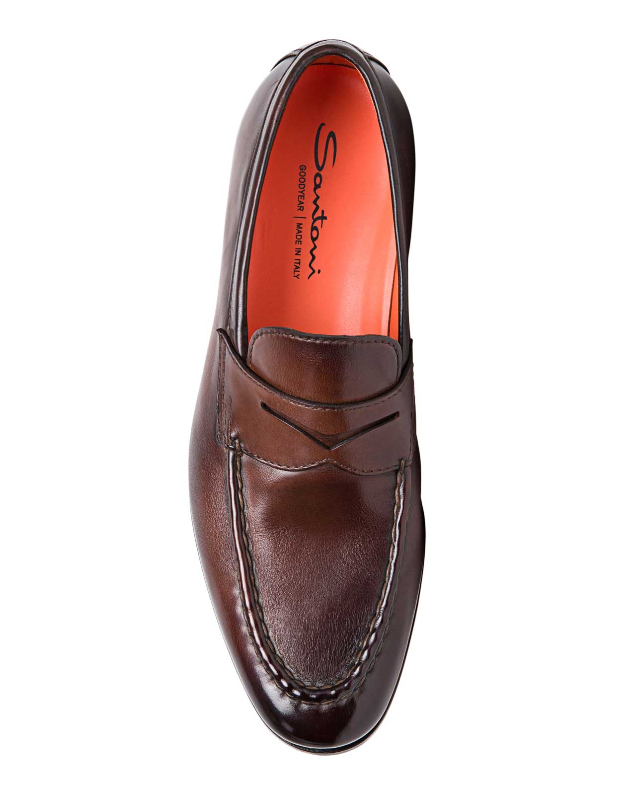 Door Penny Loafer-7 M-Dark Brown-Santoni-Levy's Clothier