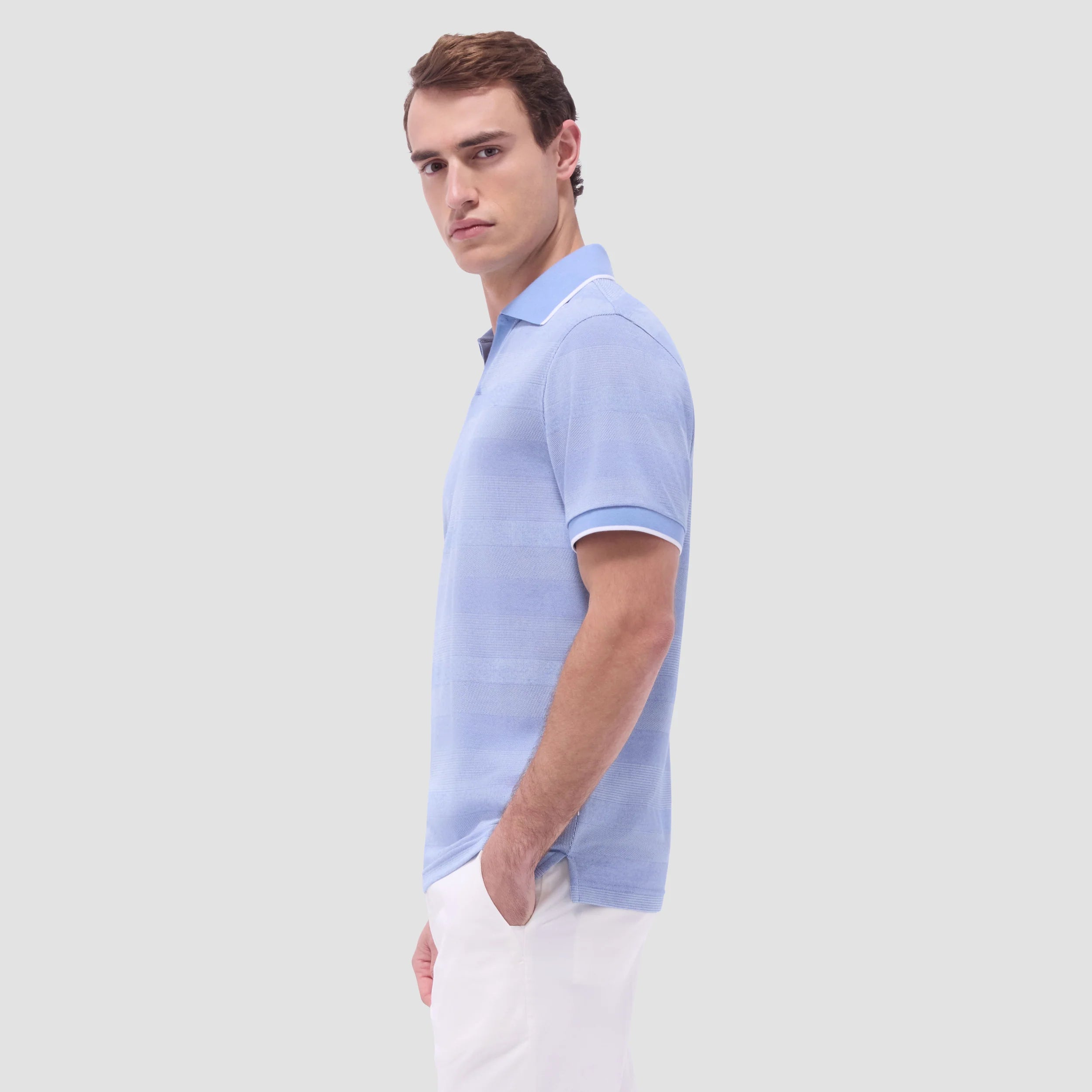 Mixed Media Johnny Collar Polo Shirt