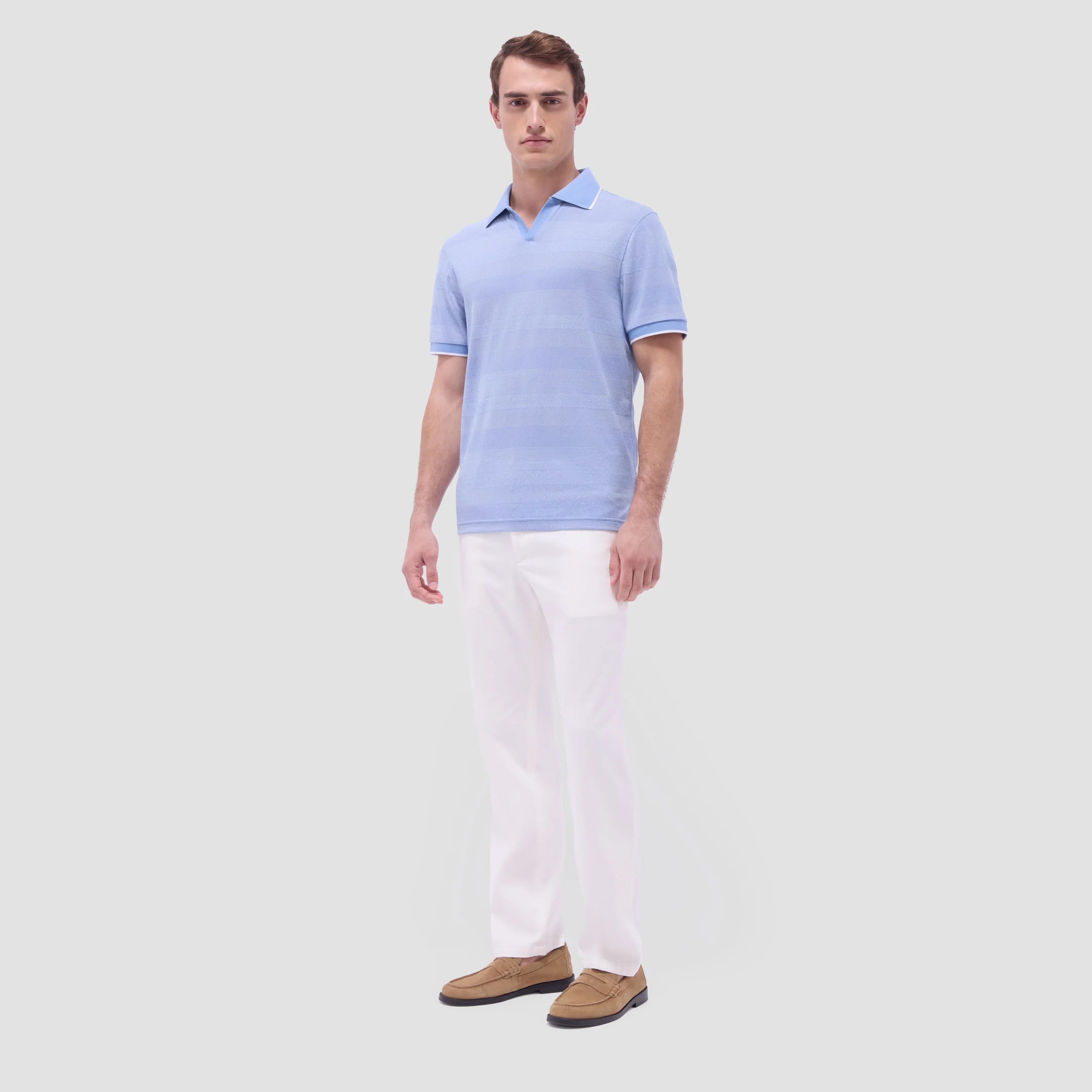 Mixed Media Johnny Collar Polo Shirt