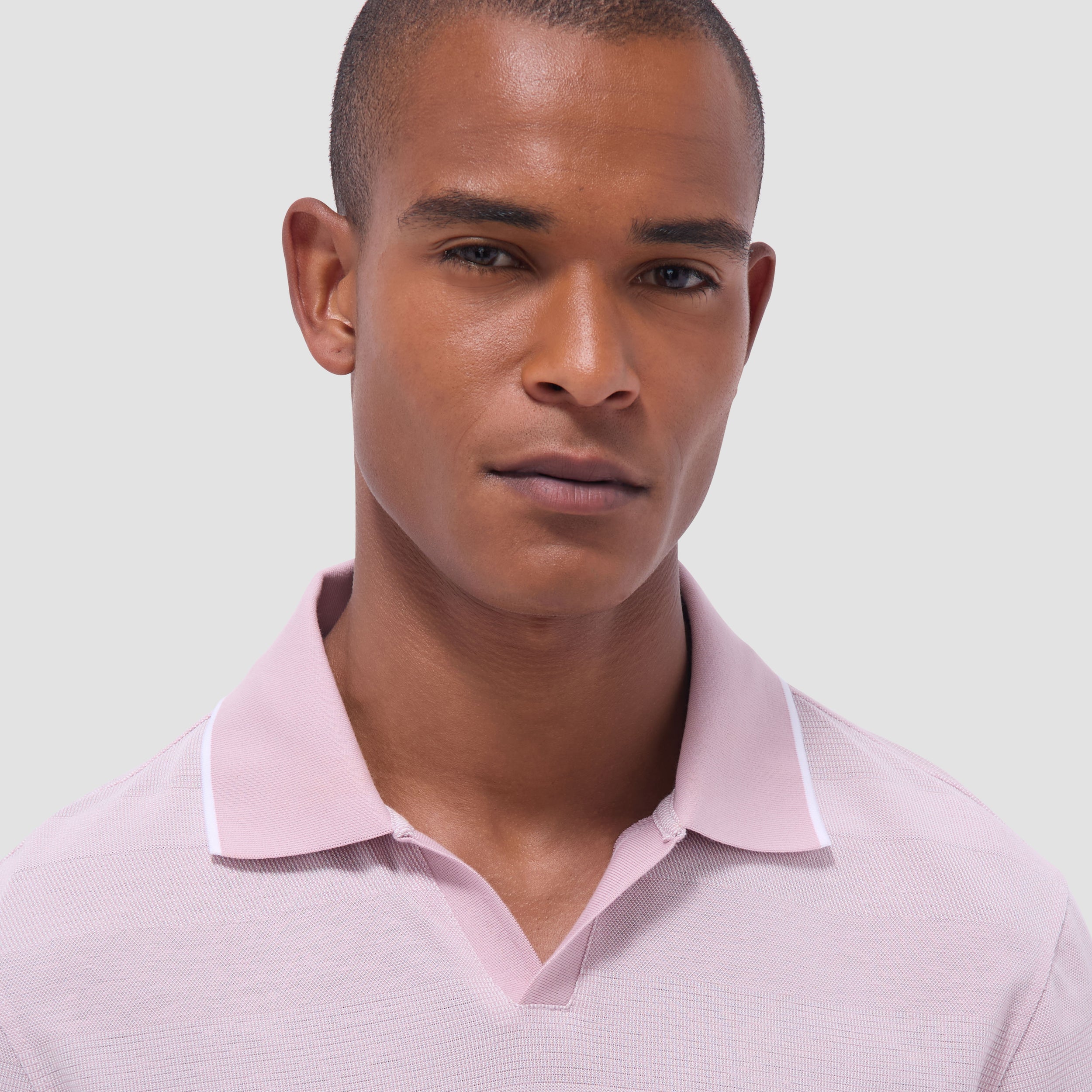 Mixed Media Johnny Collar Polo Shirt