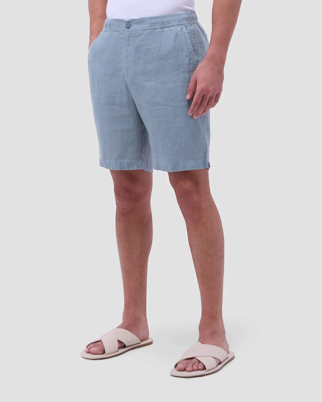 Linen Drawstring Shorts-S-WHITE-BUGATCHI-Levy's Clothier