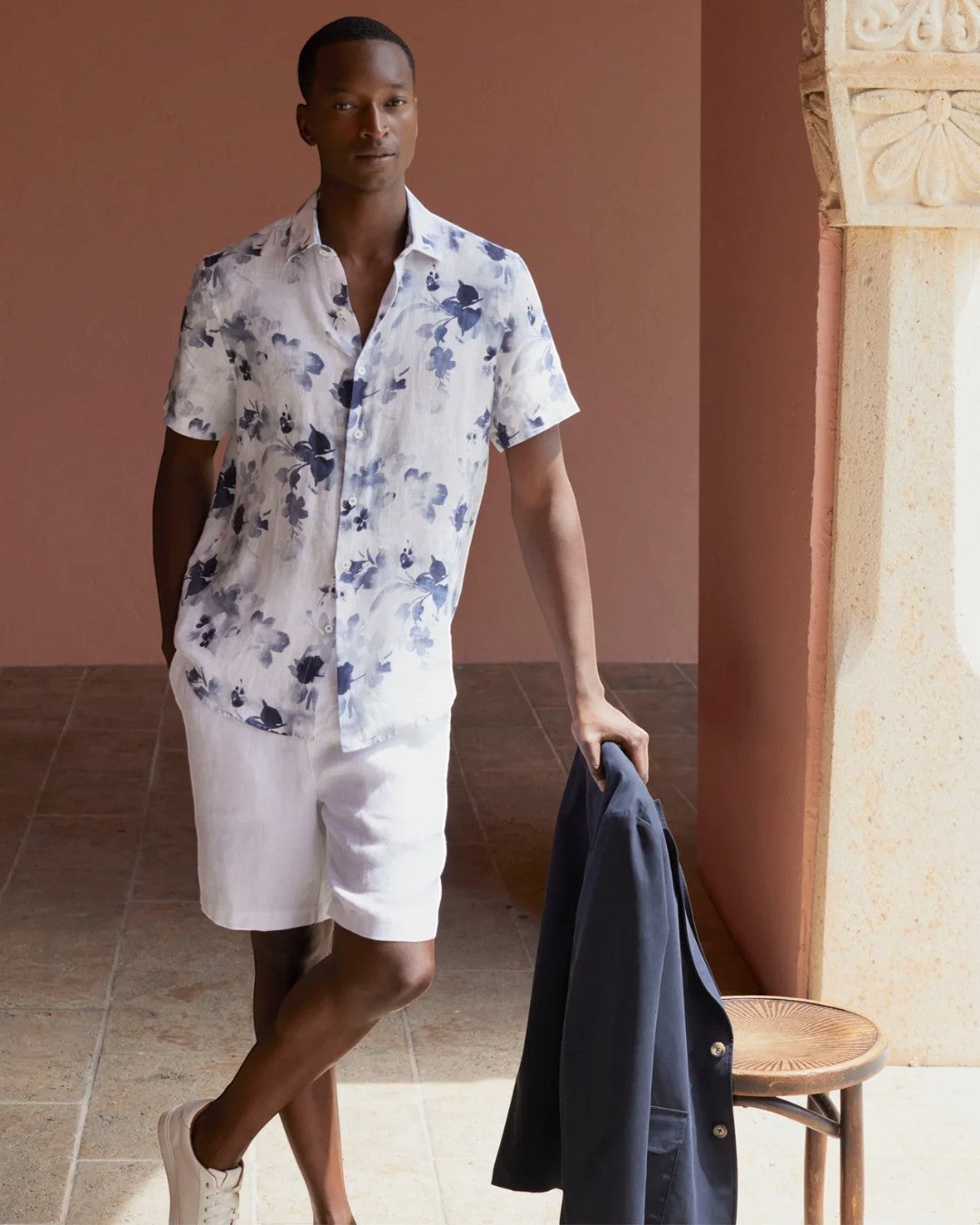 Linen Drawstring Shorts-S-WHITE-BUGATCHI-Levy's Clothier