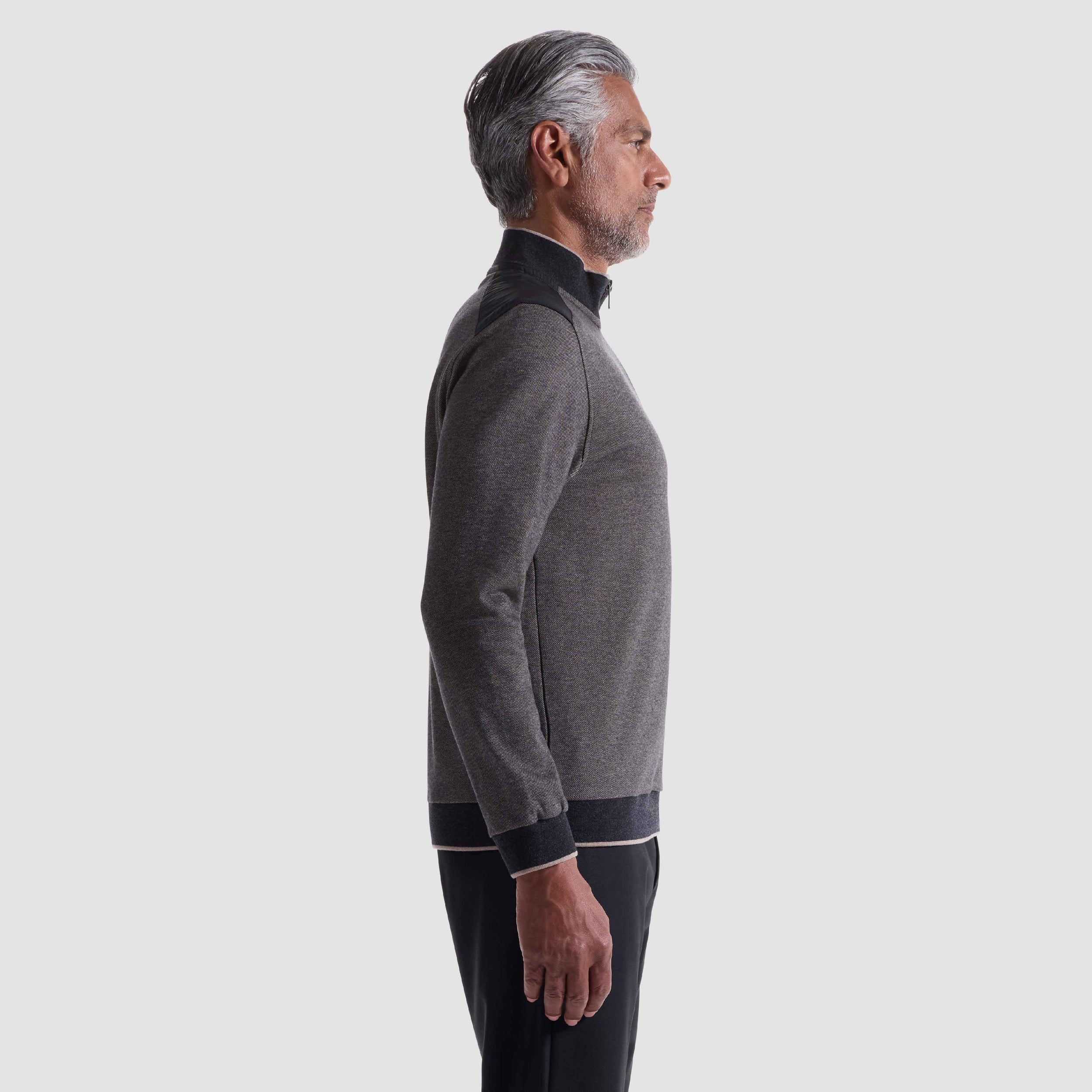 Diagonal Stripe Melange Quarter Zip