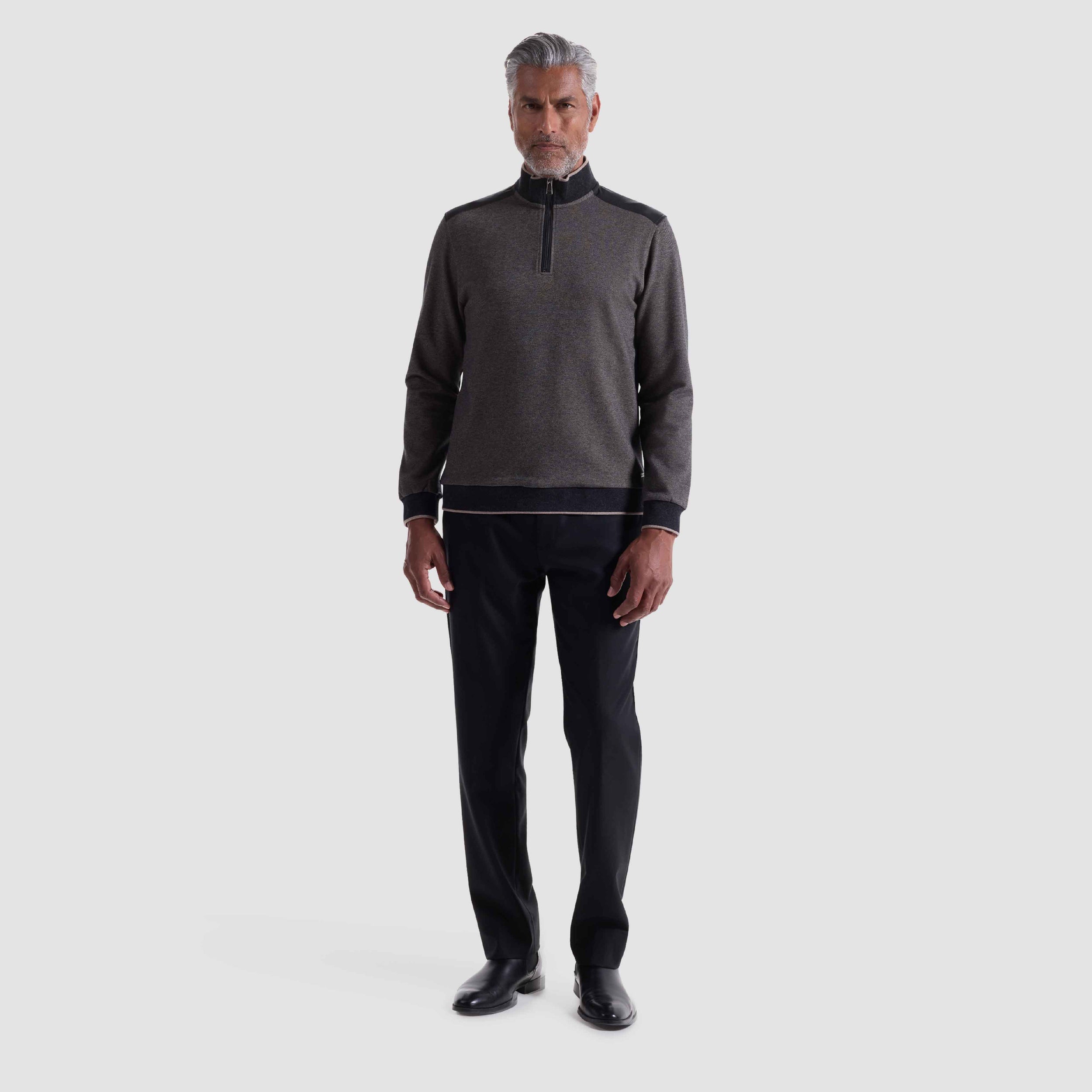 Diagonal Stripe Melange Quarter Zip