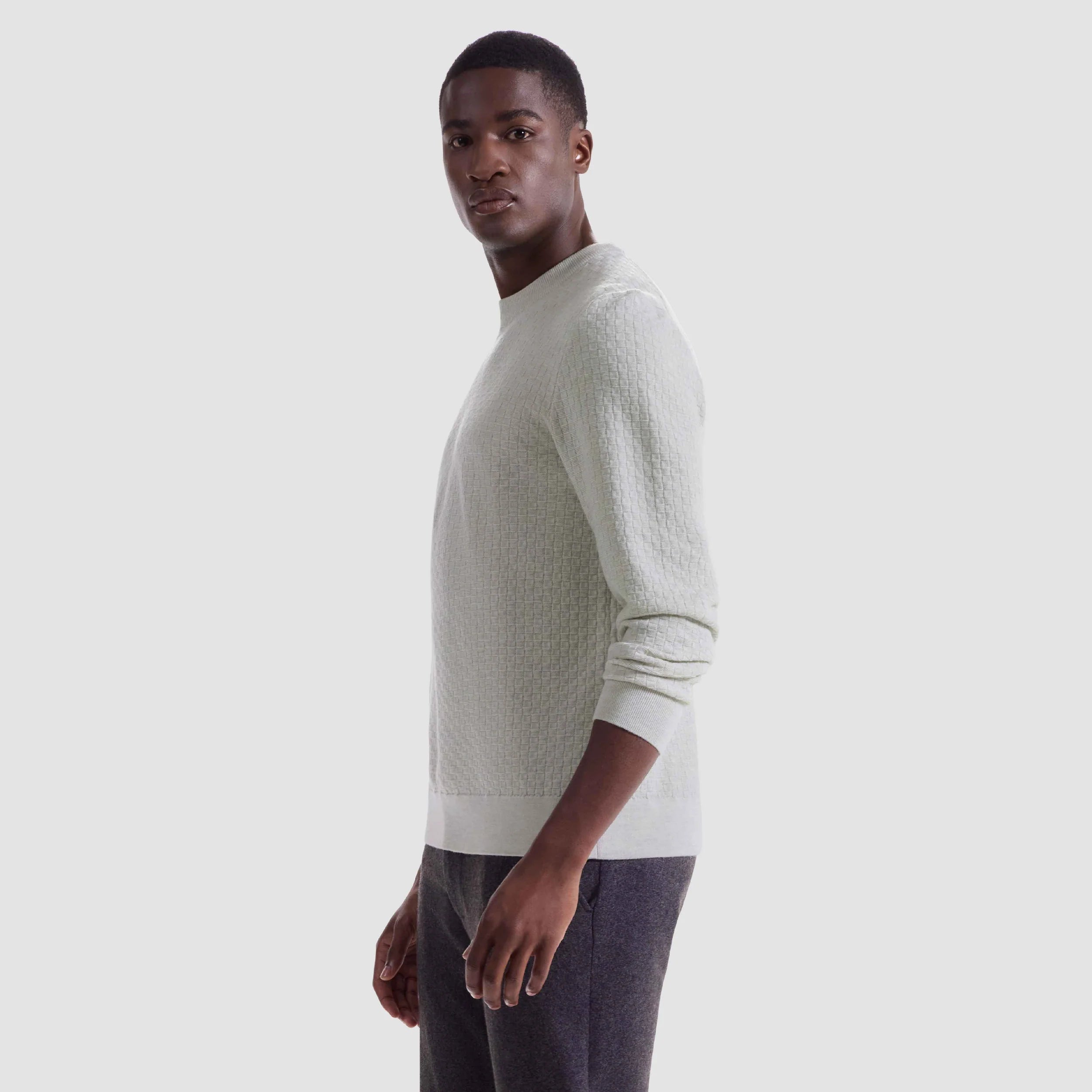 Basketweave Crewneck Sweater - Sand