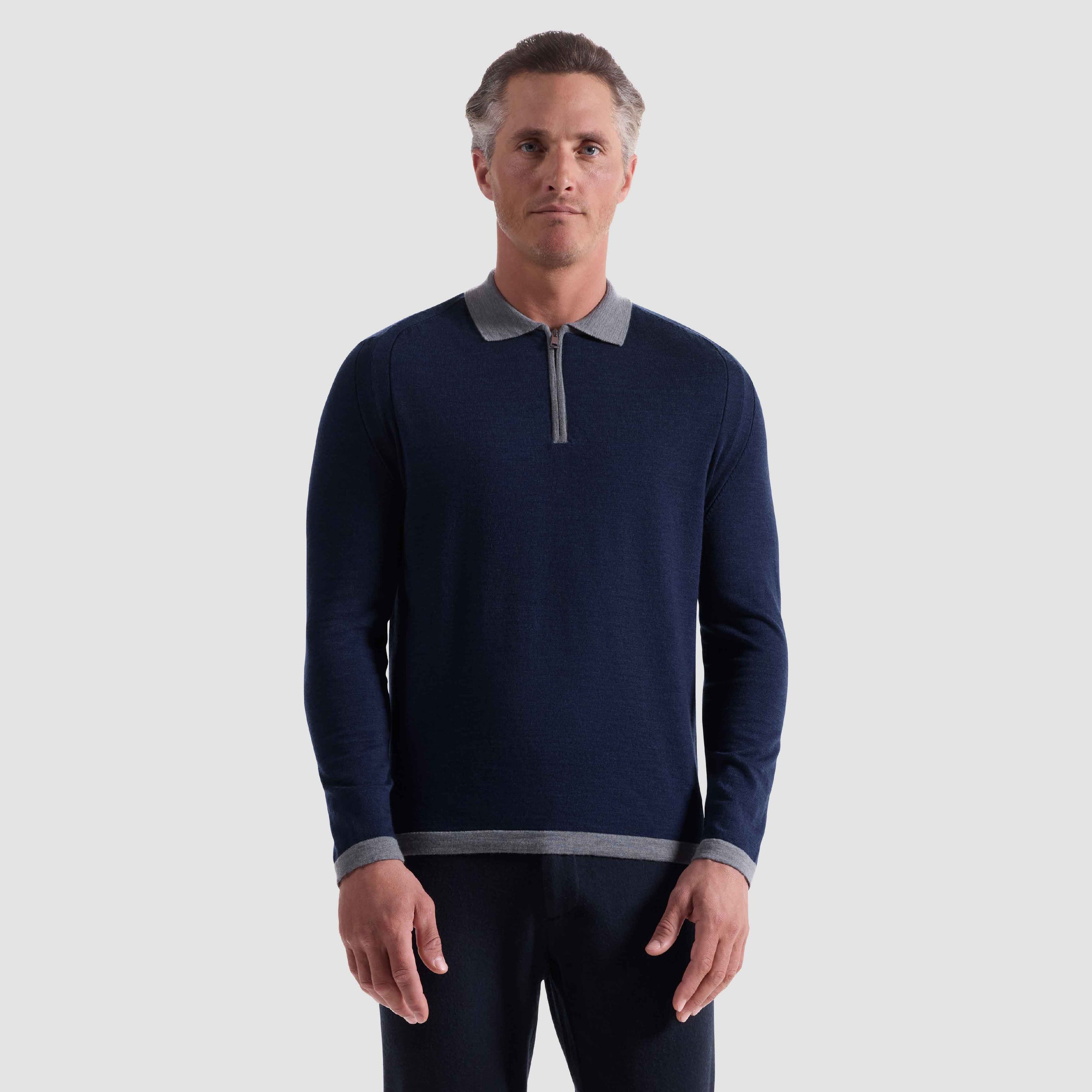 Melange Quarter Zip Polo Sweater