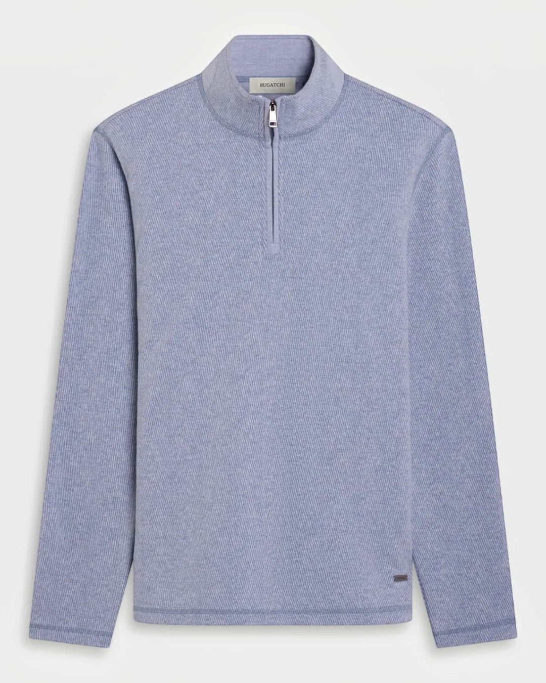 Micro Stripe Quarter-Zip Pullover in Steel-S-STEEL-BUGATCHI-Levy's Clothier