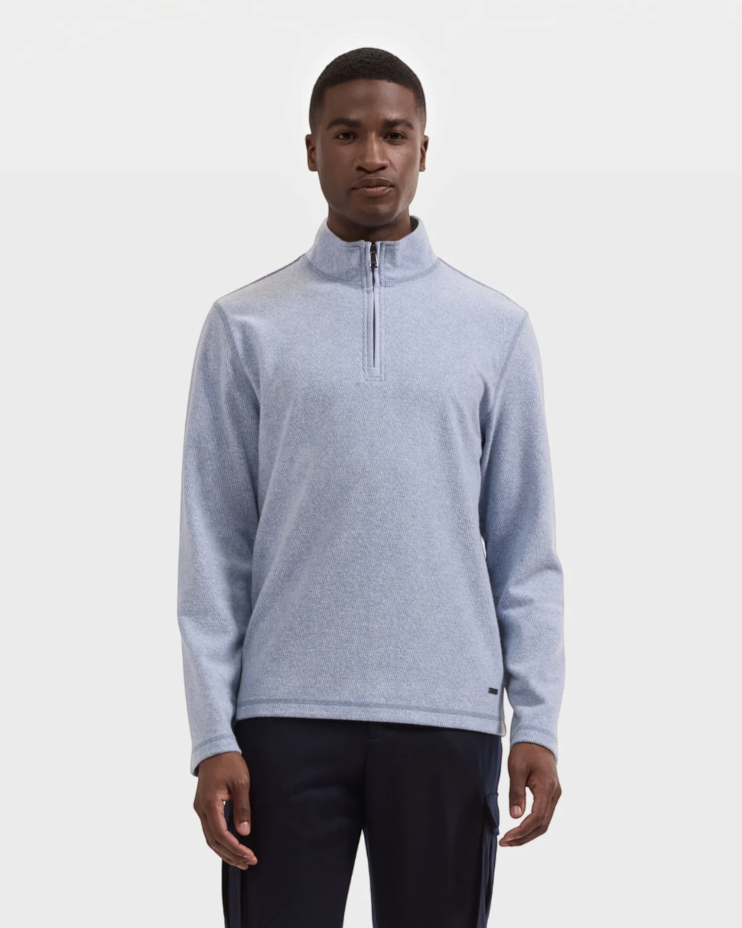 Micro Stripe Quarter-Zip Pullover in Steel-S-STEEL-BUGATCHI-Levy's Clothier