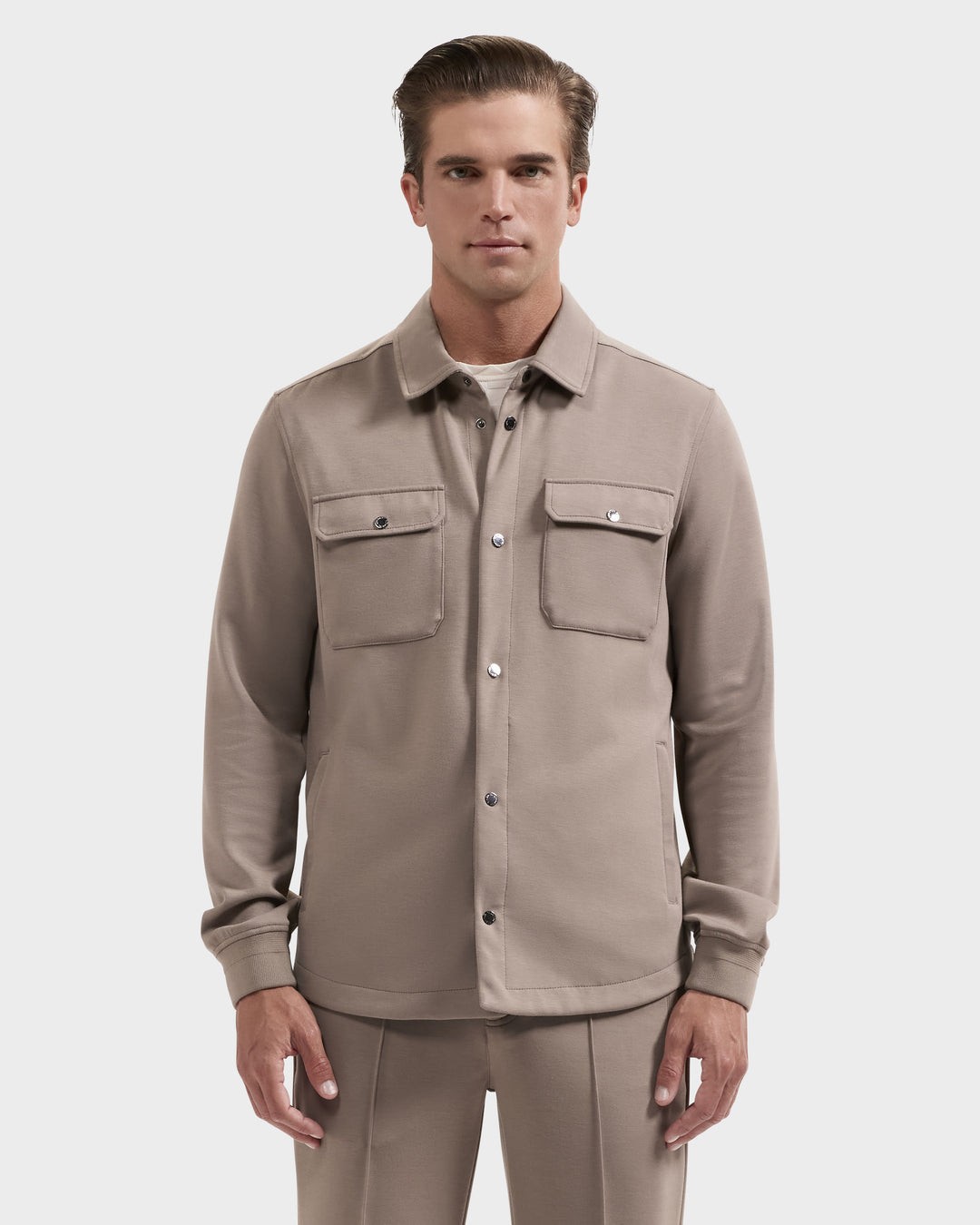 Soft Touch Knit Shirt Jacket in Walnut