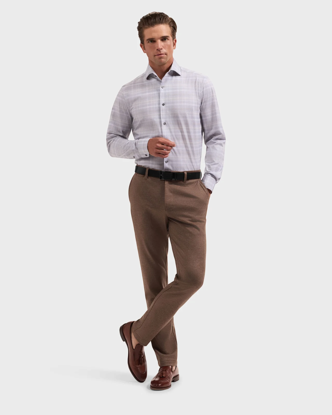 Bugatchi Devon OoohCotton Plaid Shirt - Sand-M-SAND-BUGATCHI-Levy's Clothier