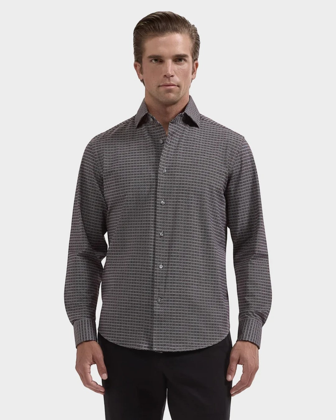 Bugatchi Devon OoohCotton Geometric Shirt - Black-M-BLACK-BUGATCHI-Levy's Clothier