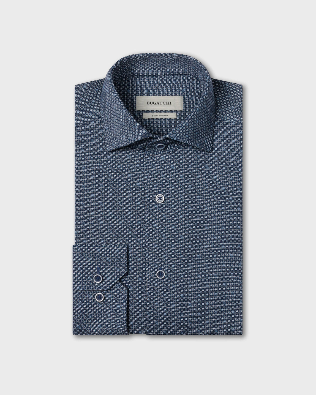 Devon OoohCotton Geometric Shirt in Navy-S-NAVY-BUGATCHI-Levy's Clothier