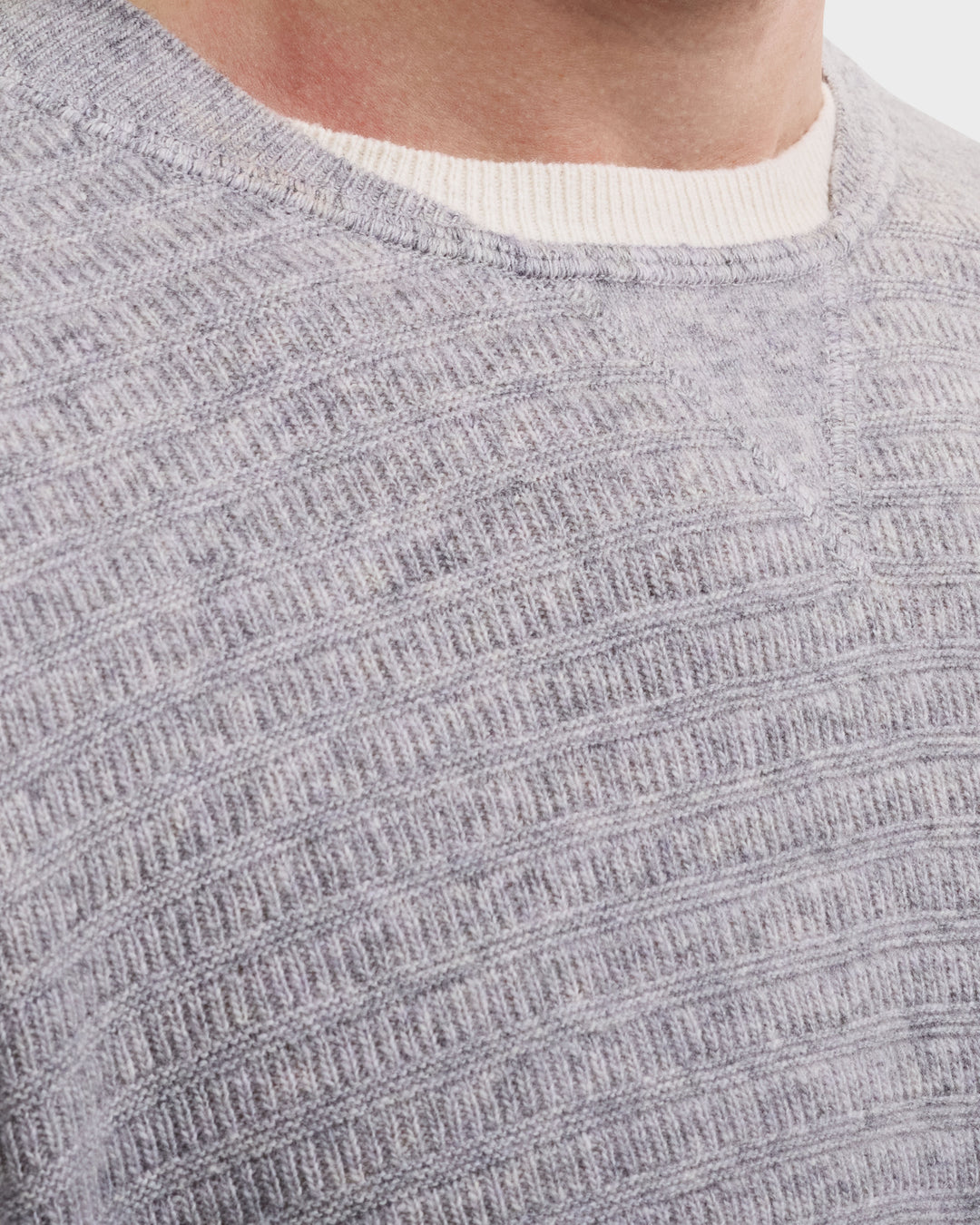 Grid Stitch Crewneck Sweater in Smoke Grey